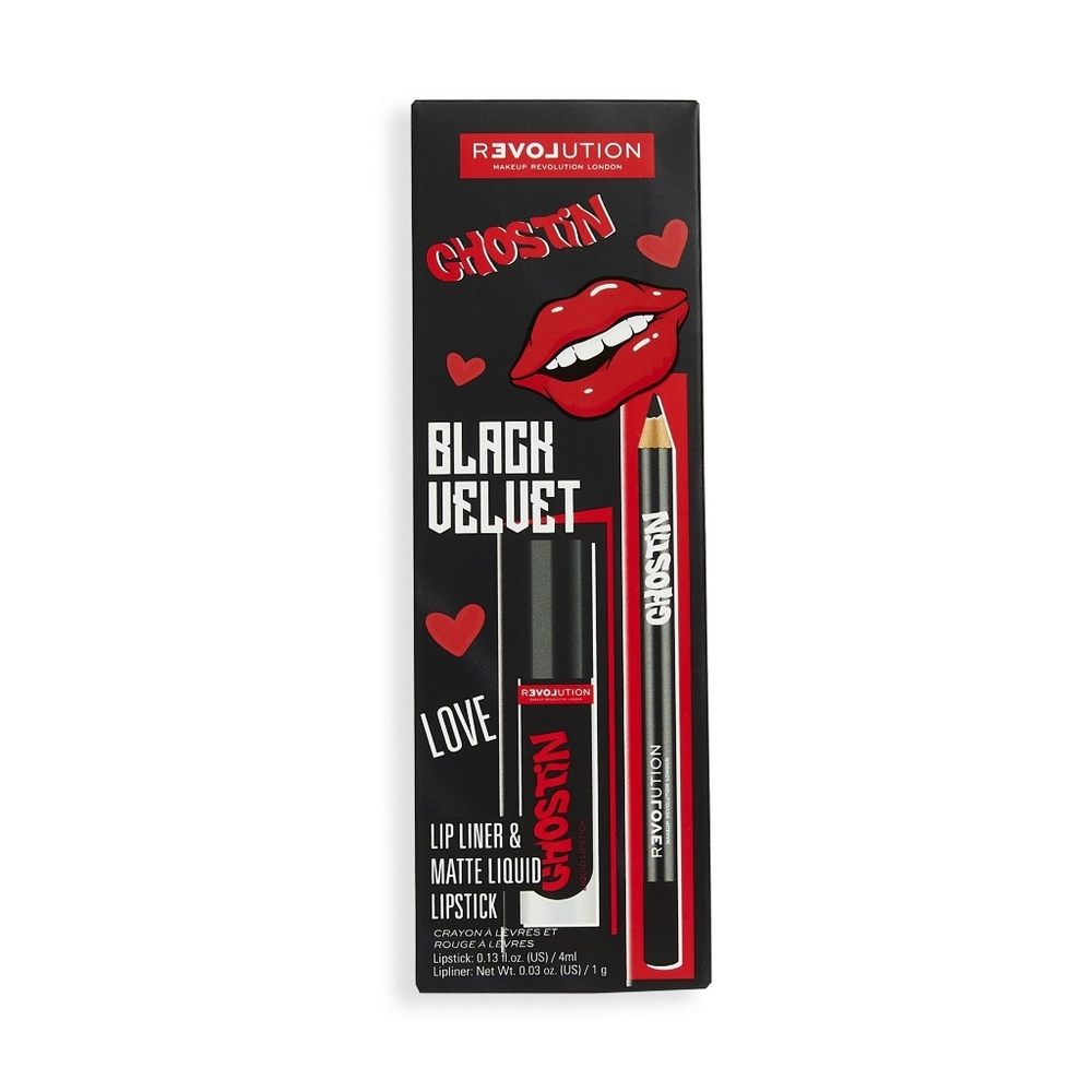 *3/15* NEW Makeup Revolution Ghostin Black Matte Velvet Lip Liner Liquid Lip Kit